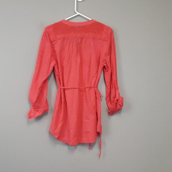 Anthropologie Leifnotes Pink Lace peasant Top - Picture 6 of 13